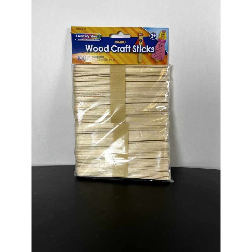 Jumbo Natural Wood Craft Sticks | 100 Pack | Creativity Street | DIY Crafts  NEW